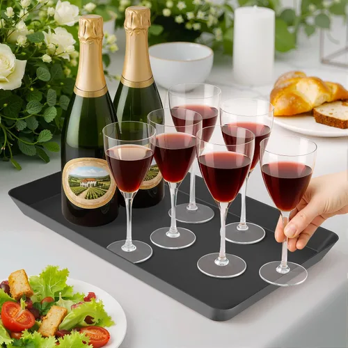 Vista 6 de WOWBOX 4 bandejas de servir para entretenimiento, platos para servir aperitivos, frutas, galletas, postres, bandejas de plástico reutilizables