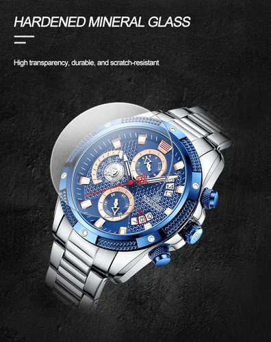 Vista 5 de NAVIFORCE Relojes deportivos para hombre, reloj de cuarzo de acero completo, para hombre, fecha semanal, resistente al agua, relojes militares