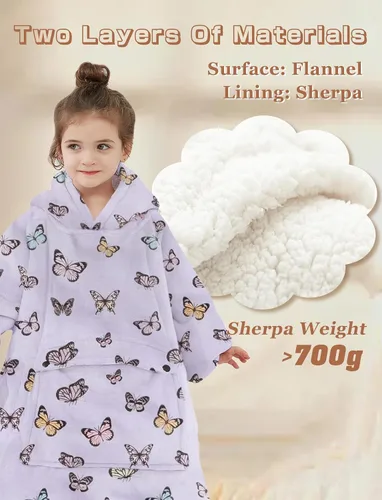 Vista 5 de Manta con Capucha Usable NOUKOW Manta Sherpa de Gran Tamaño Sudadera de Franela con Bolsillo Grande