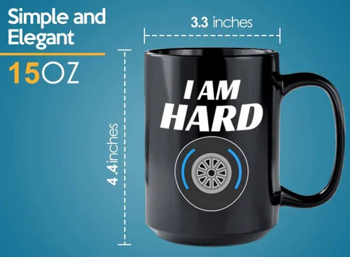 Vista 5 de Taza de café Racer de 15 onzas, color negro, I'm Hard - Fuel Speed Racer Car Guys Circuit Automotive Racing Boy Regalos para él, papá, hombres, novio