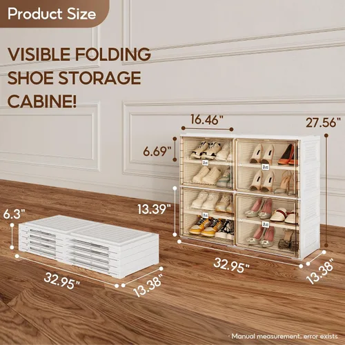 Vista 3 de ANTBOX Organizador portátil de estante para zapatos para armario y entrada, gabinete de almacenamiento de zapatillas apilable con puerta magnética
