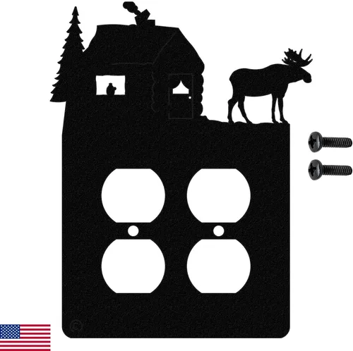 Vista 11 de Moose & Cabin - Placa de pared para interruptor de luz de palanca doble (palanca doble, negro) - Fabricado en Estados Unidos American Steel