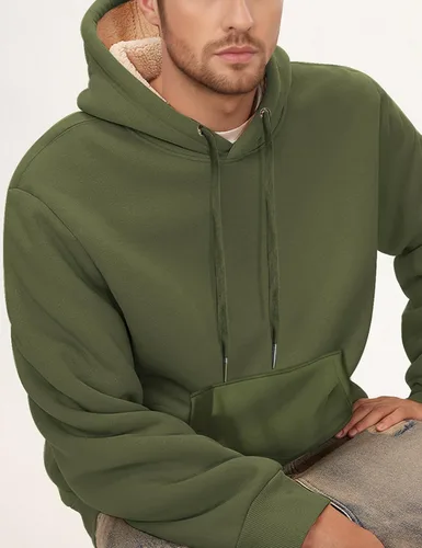 Vista 2 de Gihuo Sudadera de forro polar con cuello redondo y forro polar para hombre 02 Ejército