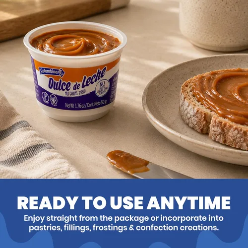 Vista 5 de Colombina Dulce de Leche - Salsa de caramelo, 6 mini paquetes, 1.7 onzas (paquete de 1)