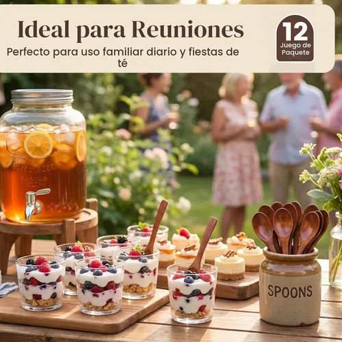 Vista 5 de HANSGO 12 unidades de cucharas de madera pequeñas, cuchara de 5 pulgadas para miel, té, café, mermelada, baño, azúcar, sales, especias, condimentos