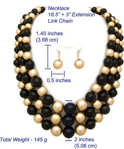 Vista 5 de Conjunto de collar y aretes de imitación de tres hilos para mujer