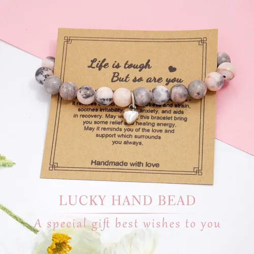 Vista 2 de CHICING Get Well Soon Regalos para mujeres, pulsera curativa de piedra natural, regalos inspiradores para mujeres, adolescentes y niñas