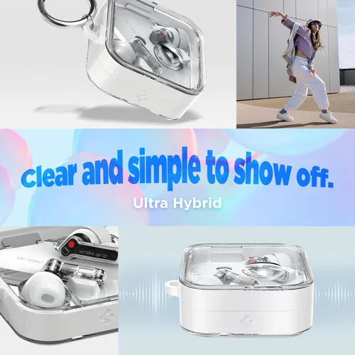 Vista 3 de Spigen Funda ultra híbrida diseñada para Nothing Ear 2 (2023) Funda transparente antiamarilleamiento - Blanco azabache