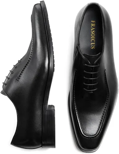 Vista 5 de FRASOICUS Zapatos Oxford para hombre, zapatos de vestir de cuero para hombre, zapatos de vestir formales para hombres