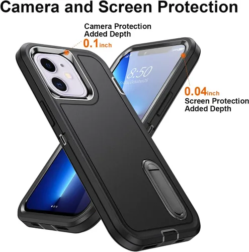 Vista 4 de Funda personalizada para iPhone 11, funda con soporte integrado y soporte, protección resistente a los arañazos, funda de fotos personalizada, haz