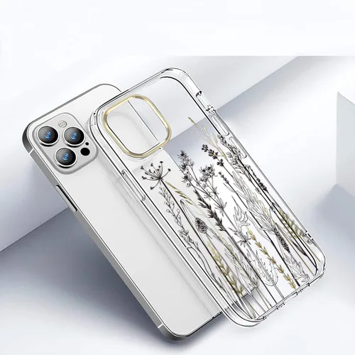 Vista 7 de luolnh Funda compatible con iPhone 15 Pro Max, para mujeres y niñas, a prueba de golpes, con patrón floral transparente, carcasa trasera dura
