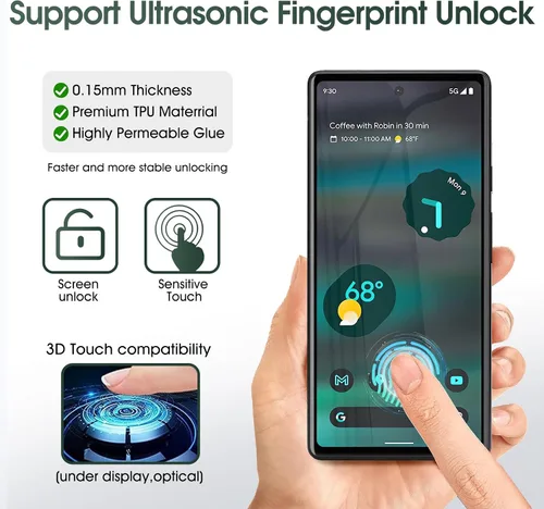 Vista 4 de Paquete de 3 protectores de pantalla para Google Pixel 6A, película protectora de TPU flexible autorreparable para Google Pixel 6A, película