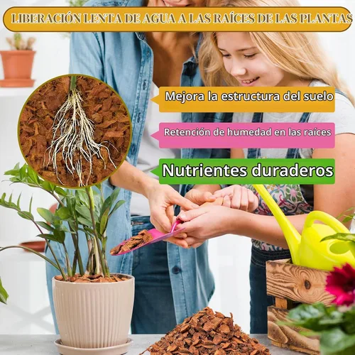 Vista 3 de Zeedix - Paquete de 2 chips de coco para plantas, mantillo de cáscara de coco de 2.2 libras
