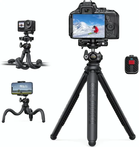 Vista 10 de Lamicall Trípode para iPhone - Trípode Flexible para Teléfono 3 en 1 con Control Remoto Inalámbrico - Soporte de Trípode para iPhone para Grabación