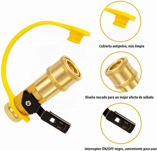 Vista 3 de DozyAnt Adaptador de conexión rápida de propano RV de 1/4 pulgadas para manguera de propano, propano o gas natural Kit de conexión o desconexión
