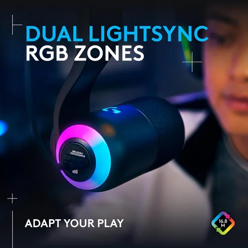Vista 3 de Logitech G Yeti GX - Micrófono dinámico RGB para juegos, micrófono para podcast con LIGHTSYNC, Blue VO!CE, control G HUB, USB Plug and Play - Negro