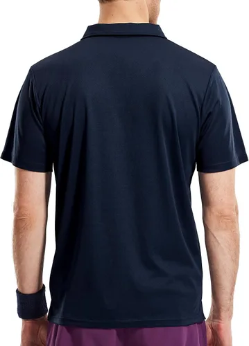 Vista 6 de Haimont Polo para hombre, manga larga, ligera, de poliéster, con cuello, absorbe la humedad, ajuste regular