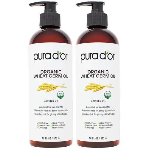 Vista 7 de PURA D'OR Aceite de germen de trigo orgánico de 16 onzas – Aceite portador prensado en frío 100% puro y natural certificado por la USDA – Vitamina E
