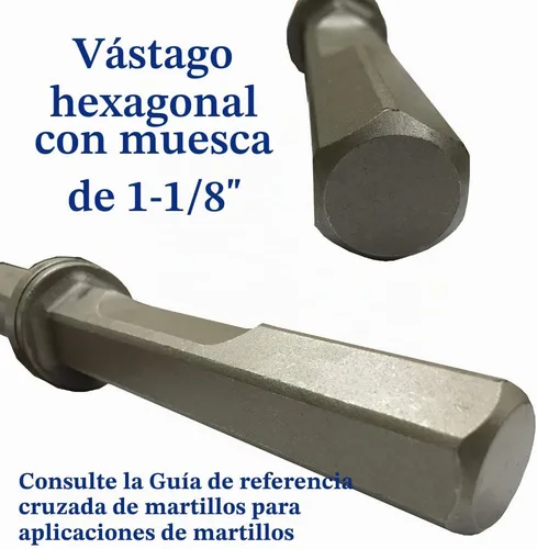 Vista 3 de Champion Chisel - Mango hexagonal de 1-1/8 x 6 pulgadas con muesca, herramienta de buje de acero, 16 dientes de acero, diseñado para martillos