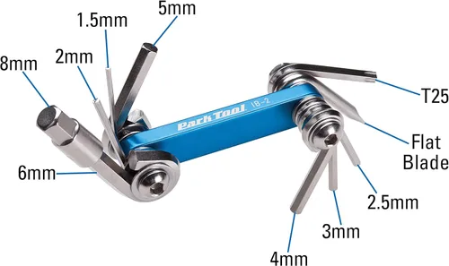 Vista 2 de Park Tool IB-2 I-Beam Mini plegable hexagonal/destornillador/Torx Set herramientas multifuncionales para bicicleta