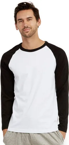 Vista 6 de Men's Full Length Sleeve Raglan Cotton Baseball Tee Shirt