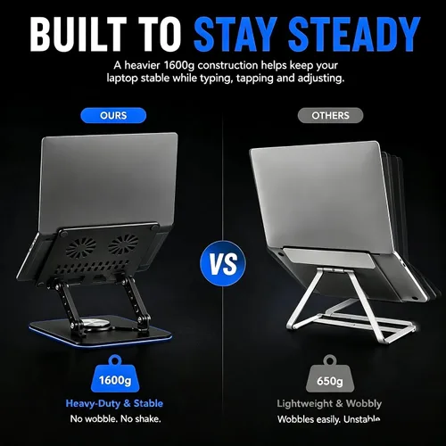 Vista 2 de Soporte ajustable para laptop, soporte para computadora con base