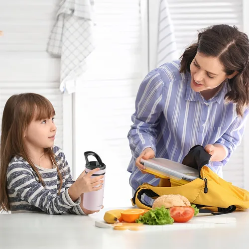 Vista 2 de Fanhaw Botella de Agua Aislada para Niños de 18 Oz con Tapa de Pajita – Acero Inoxidable de Doble Pared al Vacío, A Prueba de Fugas, Botellas
