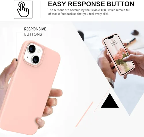 Vista 6 de VENINGO Funda para iPhone 13, delgada de silicona líquida suave, goma de gel suave, forro de microfibra ligera, a prueba de golpes, antiarañazos