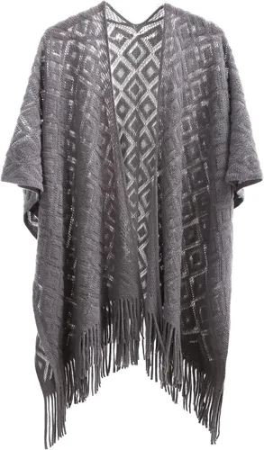 Vista 26 de Soul Young - Chal de punto para mujer, poncho con flecos y capa