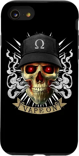 Vista 13 de iPhone 14 Vaping Skull Ilustración E-Cigarette Cloud Vape Case
