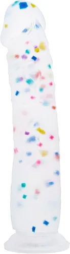 Vista 16 de Dildo realista de silicona de 7 pulgadas Confetti para principiantes con base de ventosa acampanada para uso sin manos, consolador anal