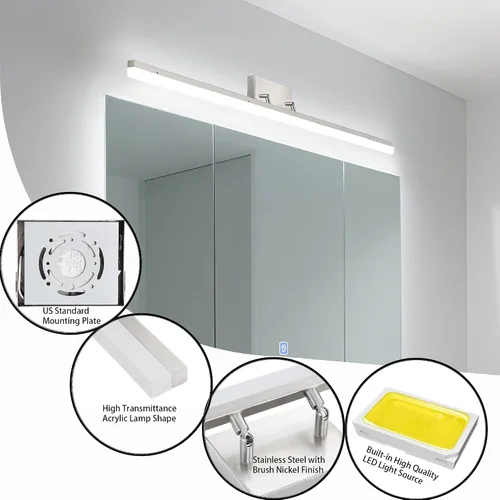 Vista 8 de Luz LED de tocador de 36 pulgadas, regulable 3000K-5000K 5CCT moderna accesorio de iluminación de tocador de maquillaje, barra de luz ajustable