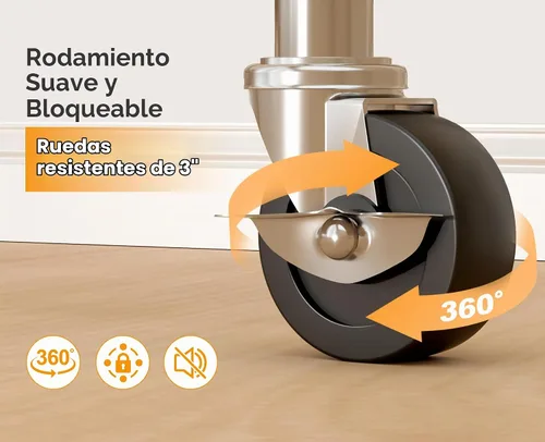 Vista 4 de AOODA Perchero de ropa resistente de 50 pulgadas de ancho para colgar ropa, perchero industrial de doble barra con ruedas, perchero resistente