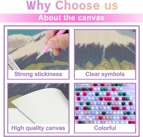 Vista 3 de CoHraeu Kit de pintura de diamantes para gatos, kits de arte de diamantes de paisaje para adultos, gato con diamantes redondos para regalo