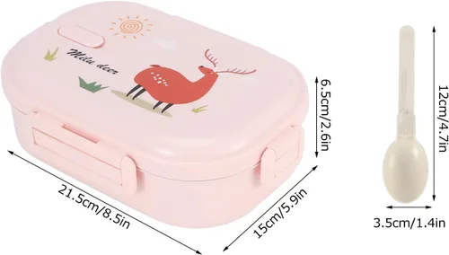 Vista 9 de Vbestlife Contenedor de alimentos, caja Bento de 24.3 fl oz, aislada a prueba de fugas para niños y adultos (color puro en polvo-ciervo)