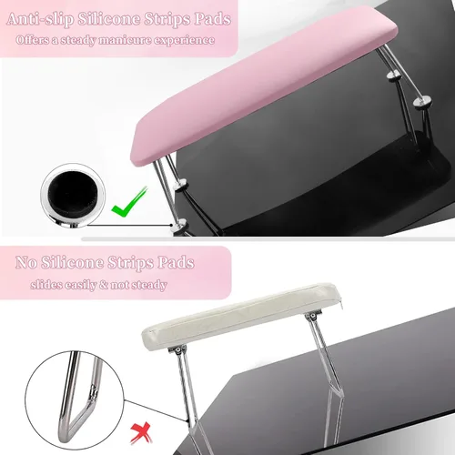 Vista 15 de Reposabrazos para uñas, reposabrazos de cuero de microfibra para uñas acrílicas, mesa de descanso de brazos con cojín de almohada para manicura