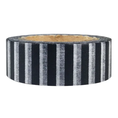 Vista 12 de Wrapables Cinta adhesiva japonesa a rayas Washi - Rayas cortas negras y multicolor