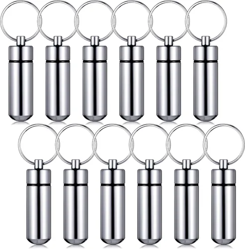 Vista 8 de Patelai 12 piezas de llavero portátil para pastillas, mini estuche de bolsillo para píldoras para hombres y mujeres, contenedores de geocache
