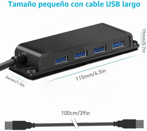 Vista 6 de Hub de escritorio portátil USB 3.0 de 4 puertos, concentrador de datos USB 3.0 fija con cable de 3.3 pies para MacBook, Mac Pro/Mini, iMac, XPS