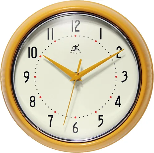 Vista 16 de Infinity Instruments Reloj de pared retro, reloj cuadrado de 9 pulgadas, silencioso sin tictac, moderno de mediados de siglo, reloj de cocina, reloj