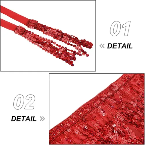 Vista 3 de Belly Dance Skirt Hip Scarf Sequin Fringe Skirt Boho Clothes Tassel Disco Dress Rave Outfits for Women Girl Festival Playsuit