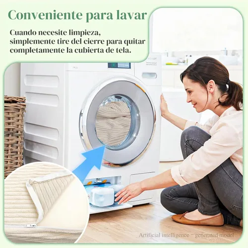 Vista 8 de Otomano Rectangular de Puf, Puf de Piso Relleno con Relleno de Espuma en Trozos, Reposapiés Suave de Felpa Coral en Forma de Raya Ancha, Otomano