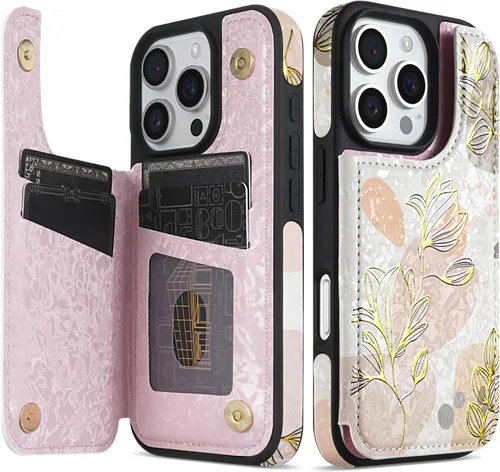 Vista 12 de NNH Funda tipo cartera compatible con iPhone Xs Max con bloqueo RFID, ranuras para tarjetas, folio de piel sintética, función atril, doble cierre