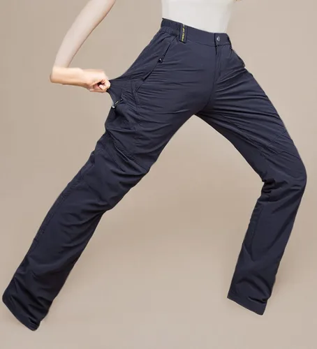 Vista 10 de Pantalones cargo de senderismo de secado rápido para hombre, para exteriores, casual, elástico, transpirable, con múltiples bolsillos (sin cinturón)