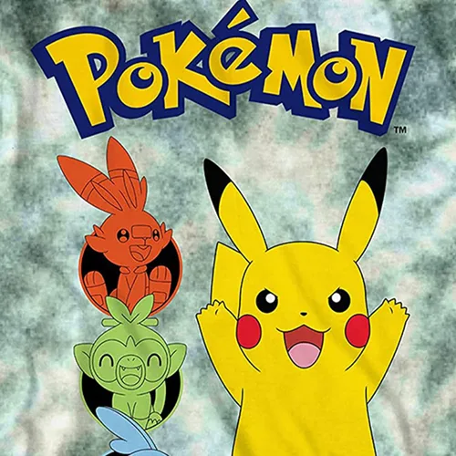Vista 2 de Pokemon Camiseta de Pikachu Game para hombre, diseño oficial de teñido anudado