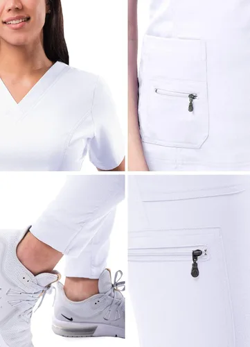Vista 5 de Adar Pro Flawless Plus - Conjunto de uniforme médico para mujer, parte superior con cuello en V y pantalones deportivos