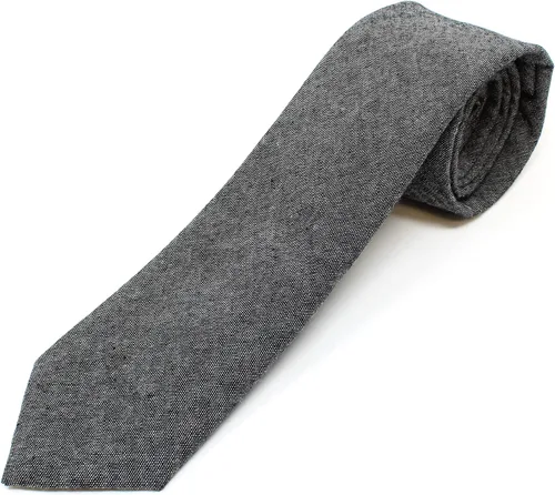 Vista 45 de Corbata delgada de algodón cambray para hombre, estilo desgastado texturizado - 2 1/2 pulgadas de ancho