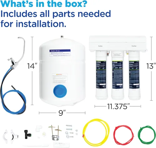 Vista 8 de EcoPure Sistema de ósmosis inversa ECOP30 Premium – Sistema de filtro de agua potable debajo del fregadero – Certificado NSF – Reduce plomo, cloro