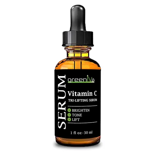 Vista 2 de GreenIVe Suero de vitamina C para cara con ácido hialurónico y colágeno vegetal, suero facial hidratante Tri-Lifting - Cuidado de la piel iluminador