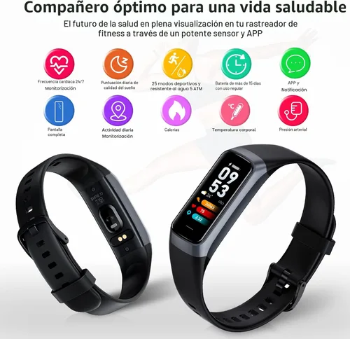 Vista 5 de Rastreador de actividad física con contador de pasos/calorías/cronómetro, rastreador de actividad, monitor de salud con monitor de frecuencia